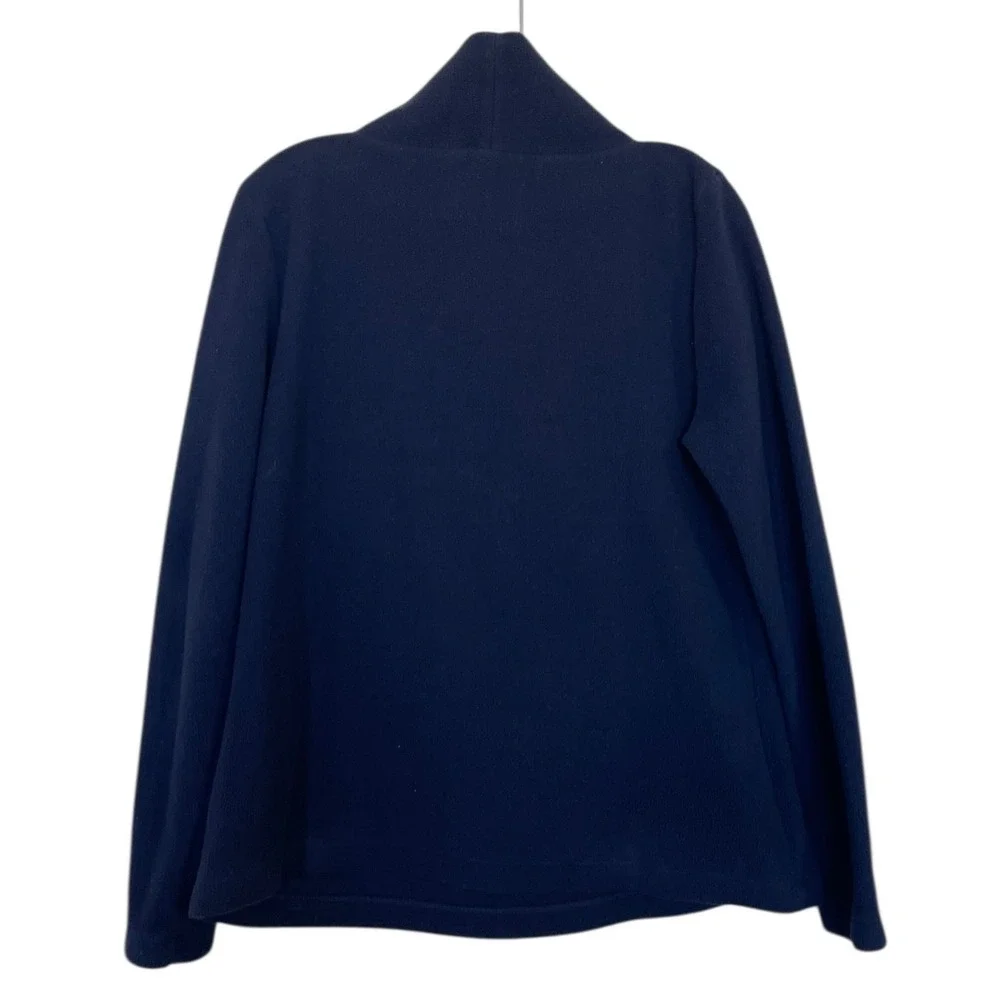 Dudley Stephens Navy Blue Fleece Cowl Neck Pullover Womens Large Slope Vello - Picture 3 of 5